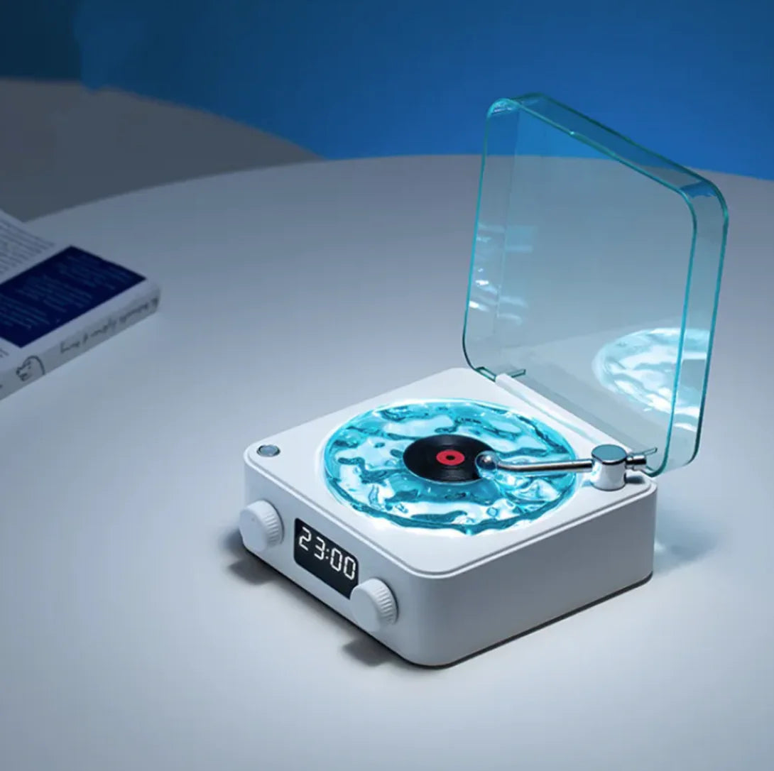 Retro Turntable-Style Wireless Speaker with Stereo Sound & Ambient Light