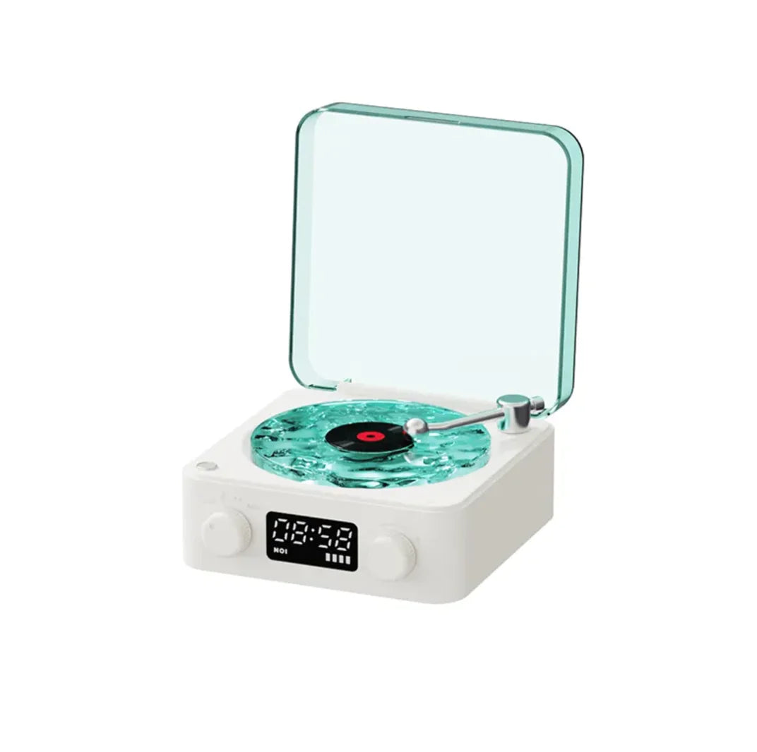 Retro Turntable-Style Wireless Speaker with Stereo Sound & Ambient Light