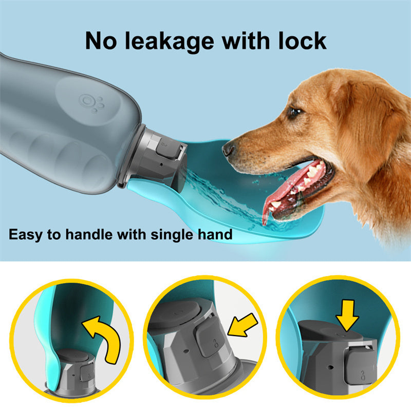 800ml Leakproof Dog Water Bottle with Foldable Bowl – Perfect for Golden Retrievers & Outdoor Adventures
